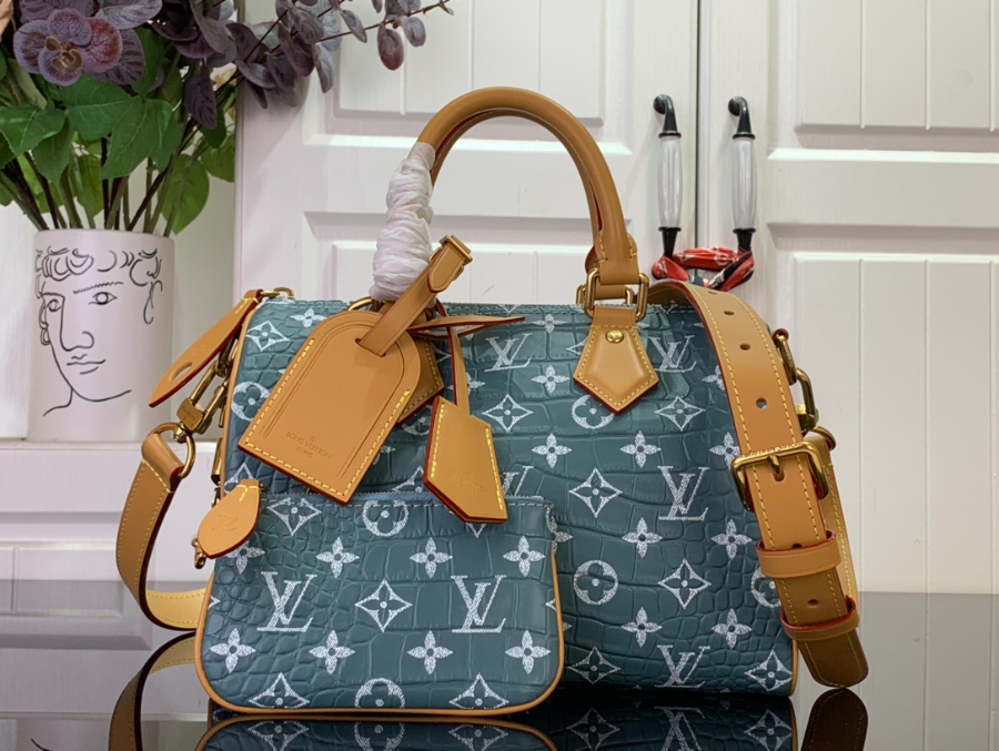 루이비통 P9 스피디 반둘리에 25 M24443 251515cm 악어무늬 흑녹색1.jpg