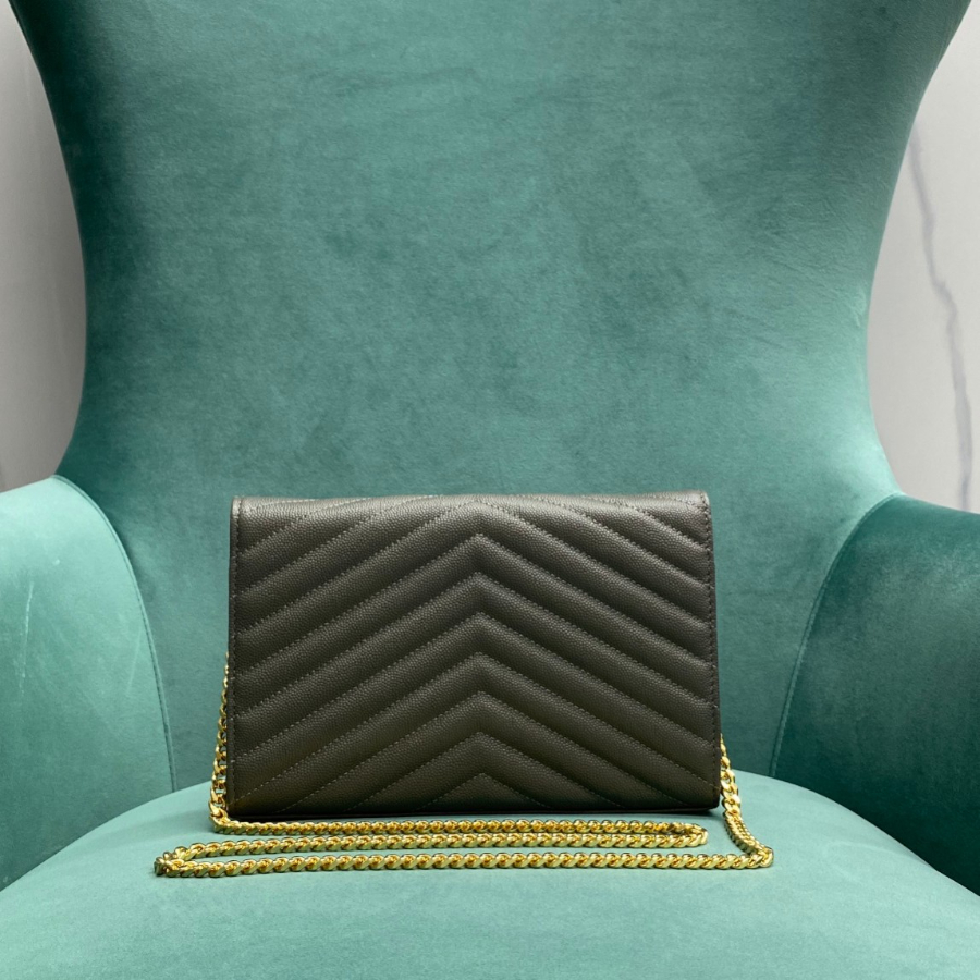 로랑 그랑 드 뿌드르 가죽 소재 CASSANDER 클래식 체인 지갑 377828 22.5414cm 초록색2.jpg