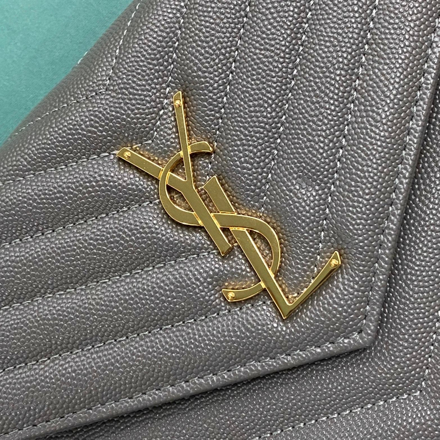 로랑 그랑 드 뿌드르 가죽 소재 CASSANDER 클래식 체인 지갑 377828 22.5414cm 초록색5.jpg