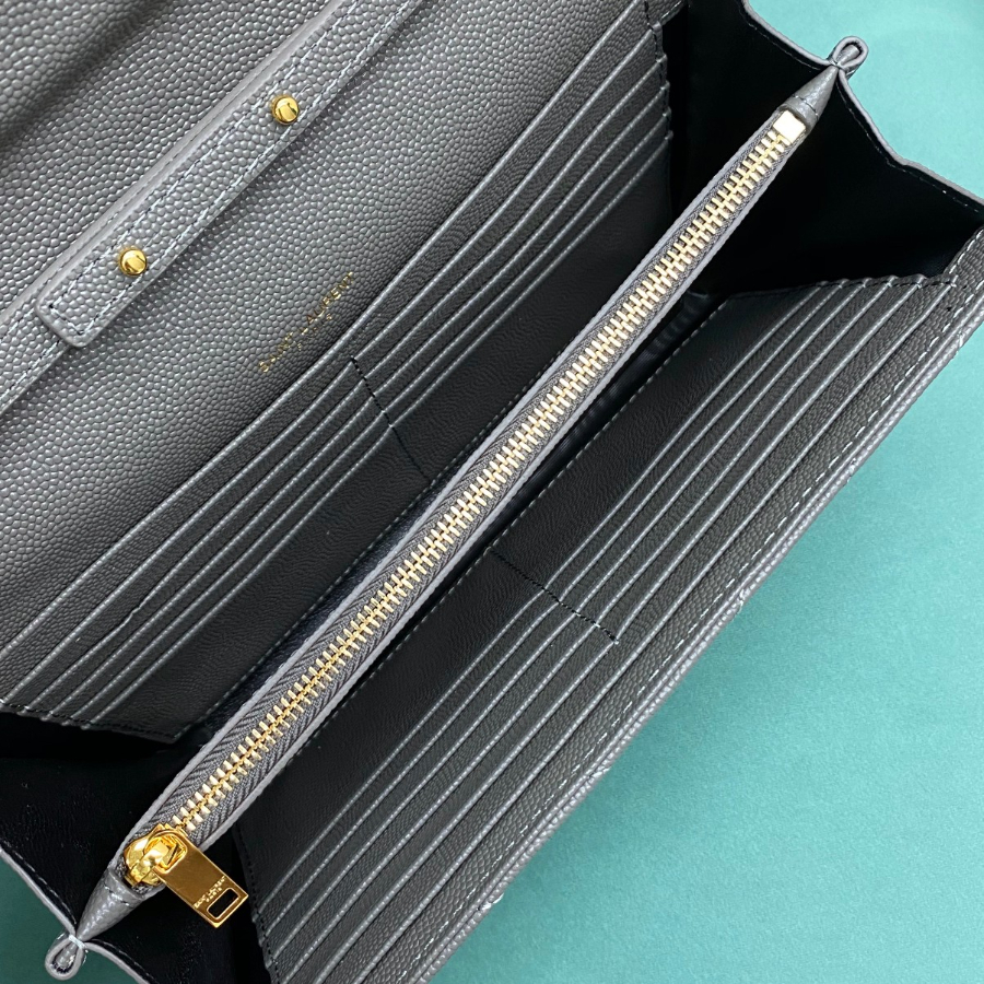 로랑 그랑 드 뿌드르 가죽 소재 CASSANDER 클래식 체인 지갑 377828 22.5414cm 초록색6.jpg