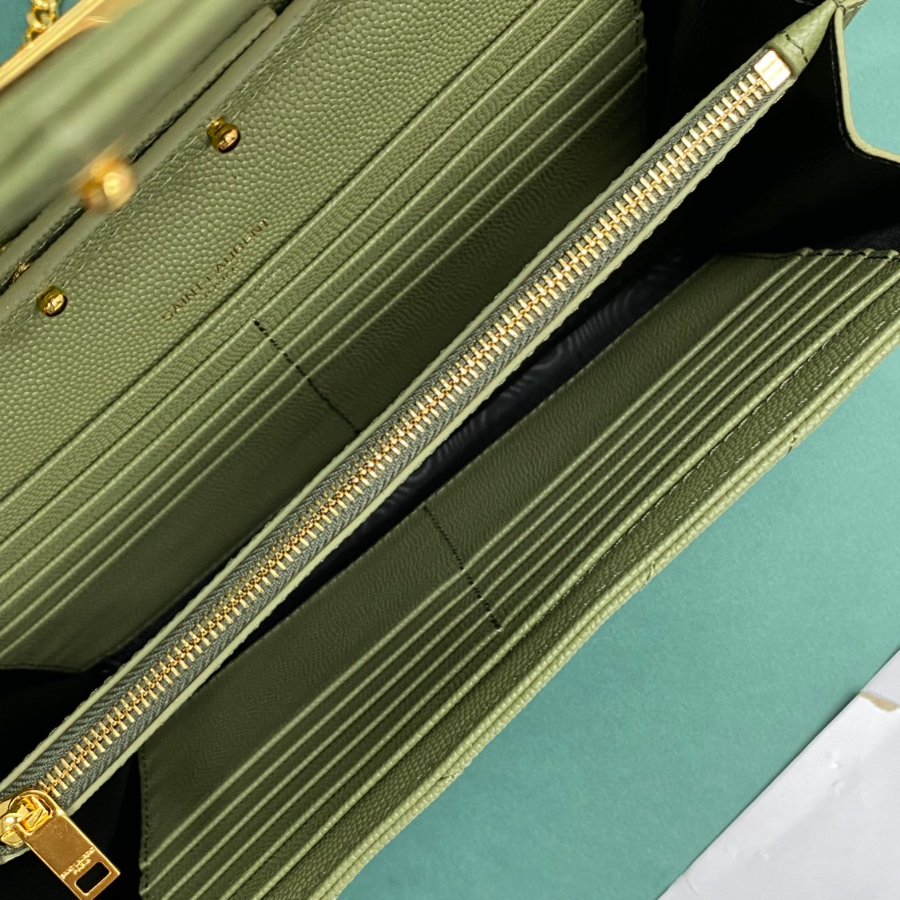 생로랑 그랑 드 뿌드르 가죽 소재 CASSANDER 클래식 체인 지갑 377828 22.5414cm 그린3.jpg