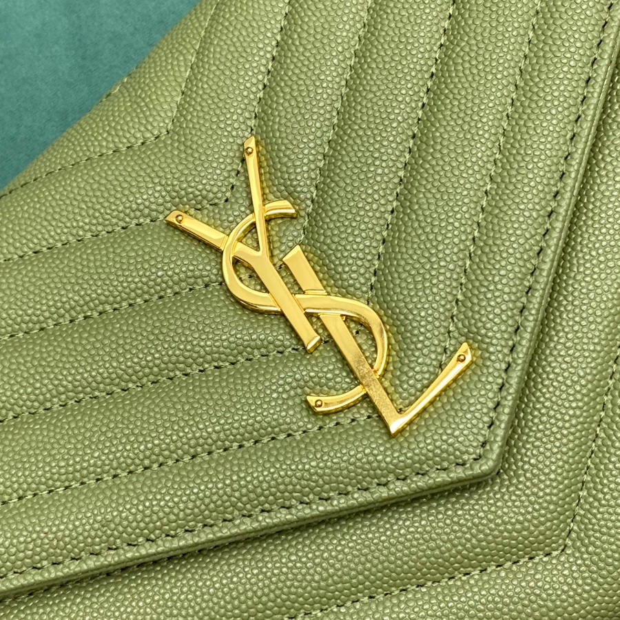 생로랑 그랑 드 뿌드르 가죽 소재 CASSANDER 클래식 체인 지갑 377828 22.5414cm 그린7.jpg