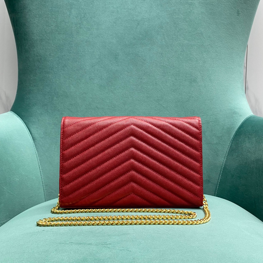생로랑 그랑 드 뿌드르 가죽 소재 CASSANDER 클래식 체인 지갑 377828 22.5414cm 레드2.jpg