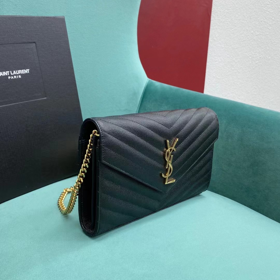 생로랑 그랑 드 뿌드르 가죽 소재 CASSANDER 클래식 체인 지갑 377828 22.5414cm 블랙3.jpg