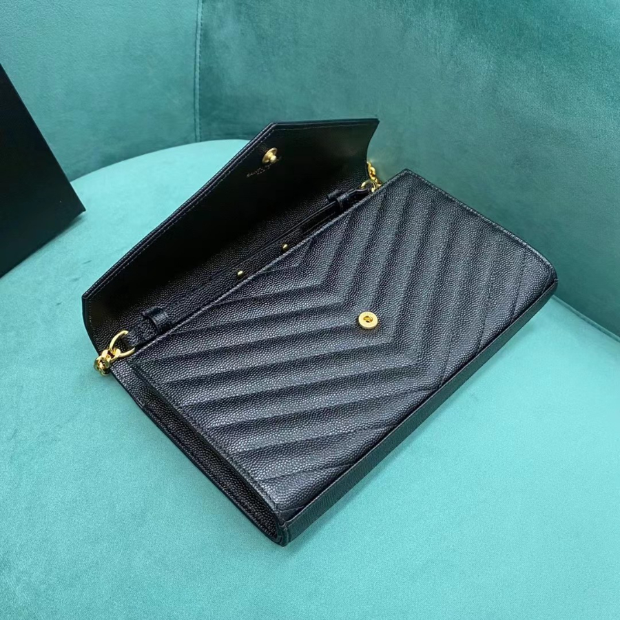 생로랑 그랑 드 뿌드르 가죽 소재 CASSANDER 클래식 체인 지갑 377828 22.5414cm 블랙5.jpg