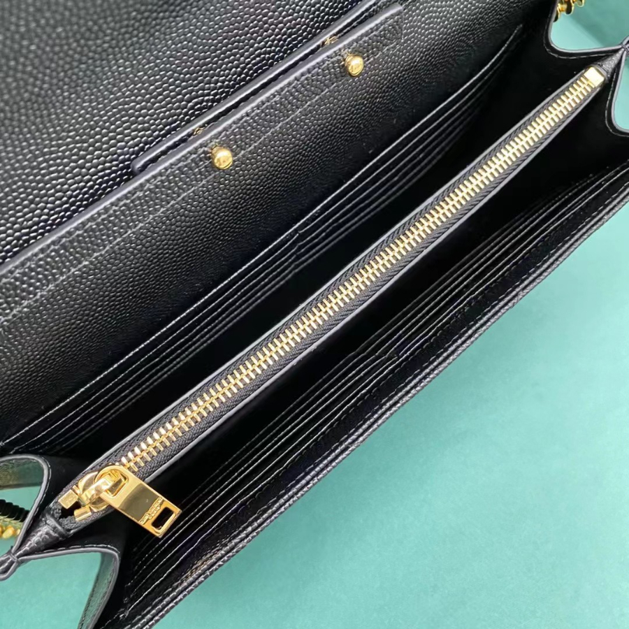 생로랑 그랑 드 뿌드르 가죽 소재 CASSANDER 클래식 체인 지갑 377828 22.5414cm 블랙8.jpg