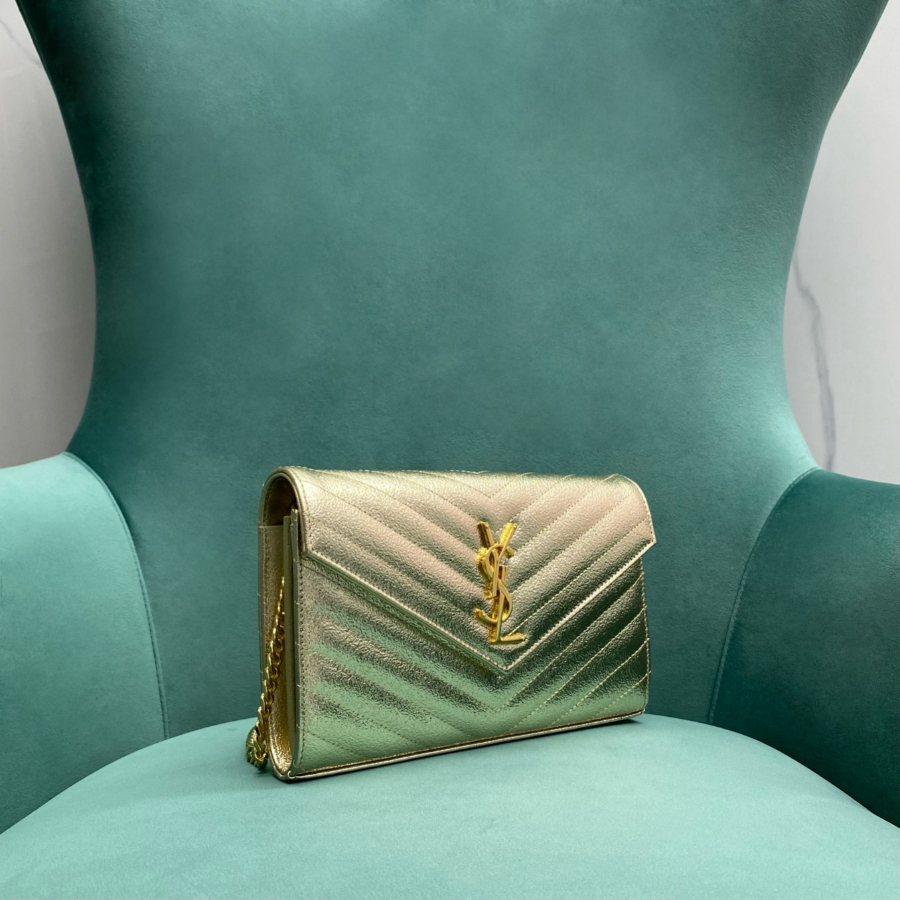 생로랑 그랑 드 뿌드르 가죽 소재 CASSANDER 클래식 체인 지갑 377828 22.5414cm 스몰 골드3.jpg