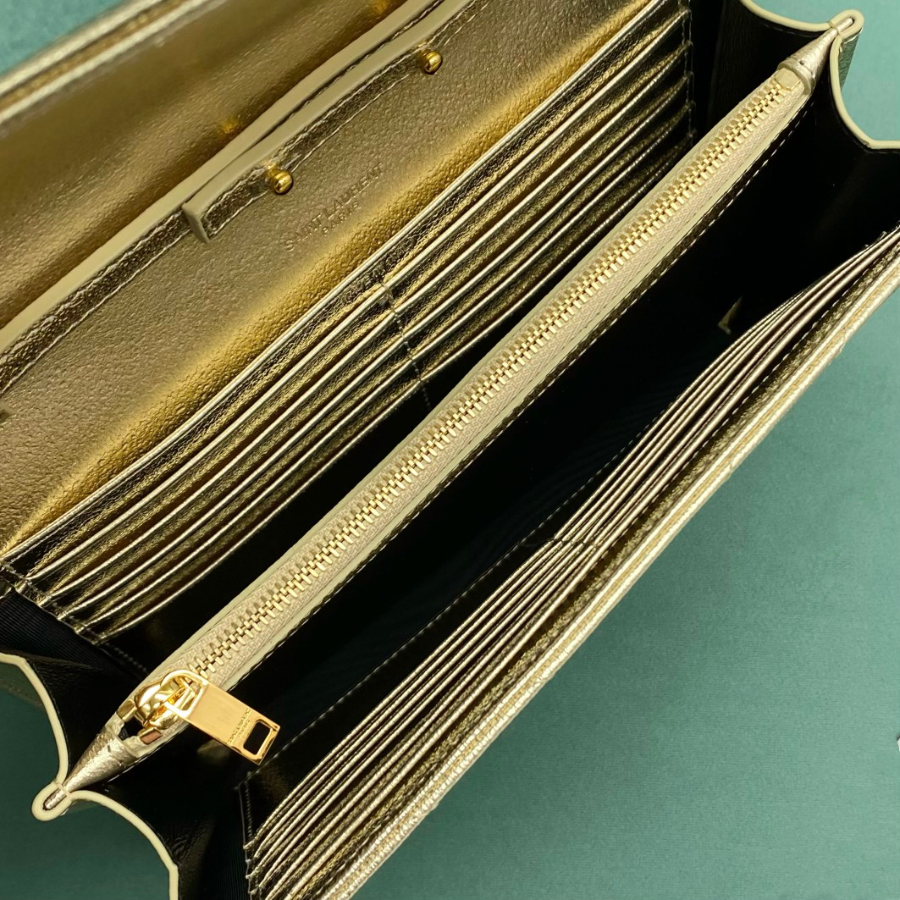 생로랑 그랑 드 뿌드르 가죽 소재 CASSANDER 클래식 체인 지갑 377828 22.5414cm 스몰 골드7.jpg