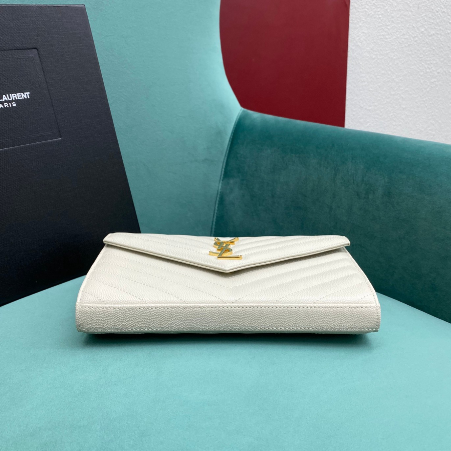 생로랑 그랑 드 뿌드르 가죽 소재 CASSANDER 클래식 체인 지갑 377828 22.5414cm 화이트4.jpg