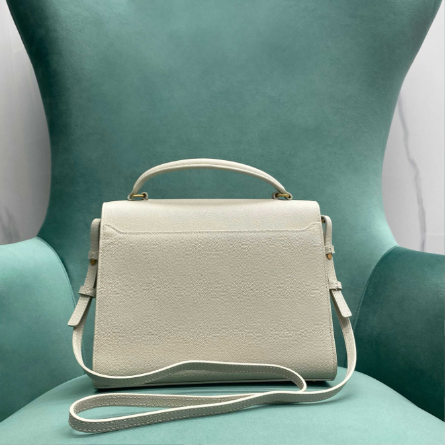 생로랑 그랑 드 뿌드르 엠보스드 가죽 소재의 CASSANDRA 미디엄 탑 핸들 백 화이트 623931 241019.5cm2.jpg