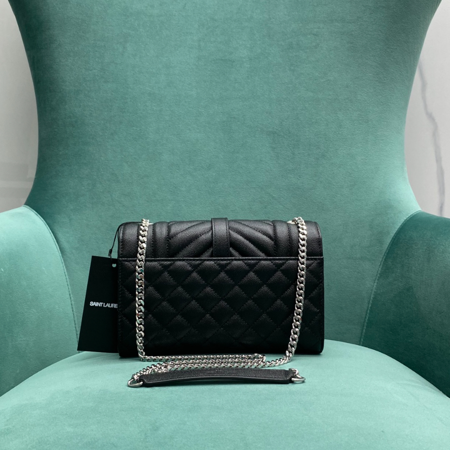 생로랑 그랑 드 뿌드르 퀼팅 가죽 ENVELOPE 스몰 600195 21613cm 블랙 은장02.jpg