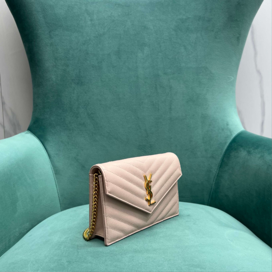 생로랑 금장 마틀라세 모노그램 체인 숄더백 지갑 393953 19411cm 스몰 핑크4.jpg