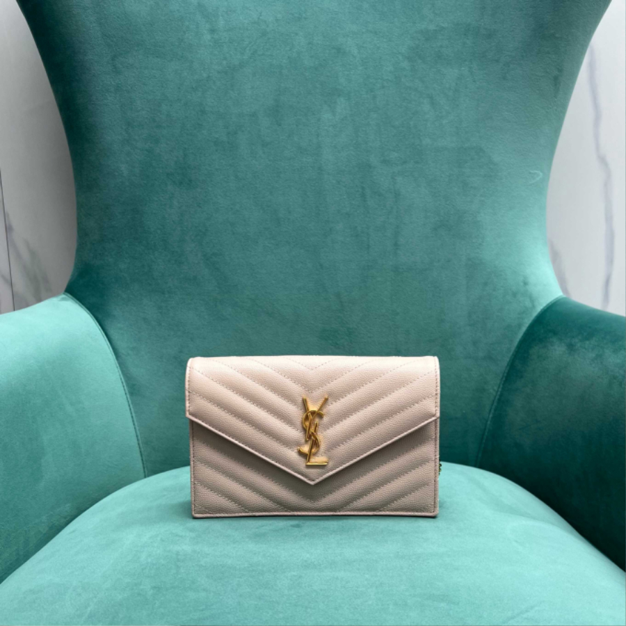 생로랑 금장 마틀라세 모노그램 체인 숄더백 지갑 393953 19411cm 스몰 핑크1.jpg