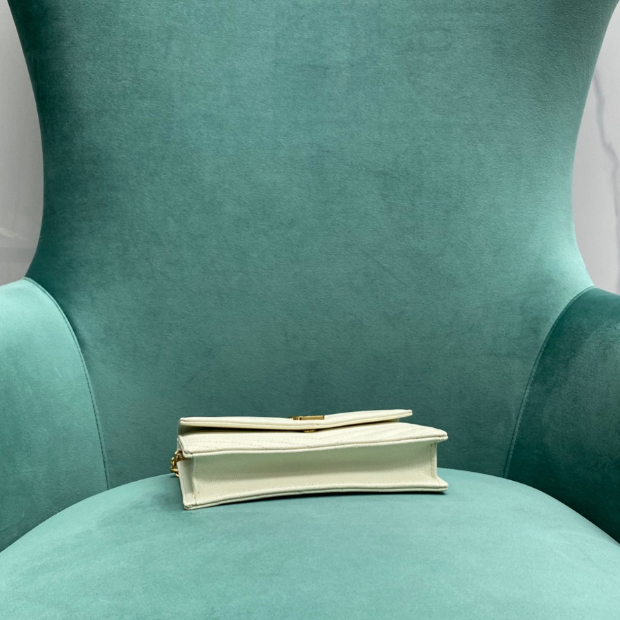 생로랑 금장 마틀라세 모노그램 체인 숄더백 지갑 393953 19411cm 스몰 화이트4.jpg