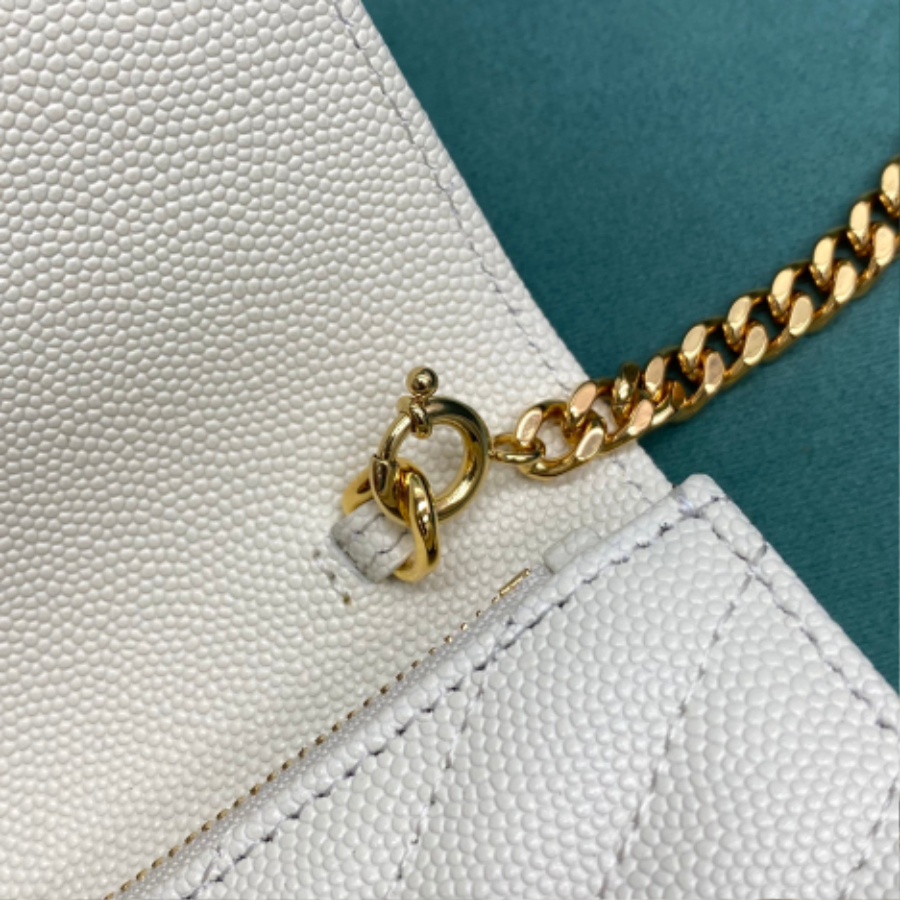 생로랑 금장 마틀라세 모노그램 체인 숄더백 지갑 393953 19411cm 스몰 화이트7.jpg