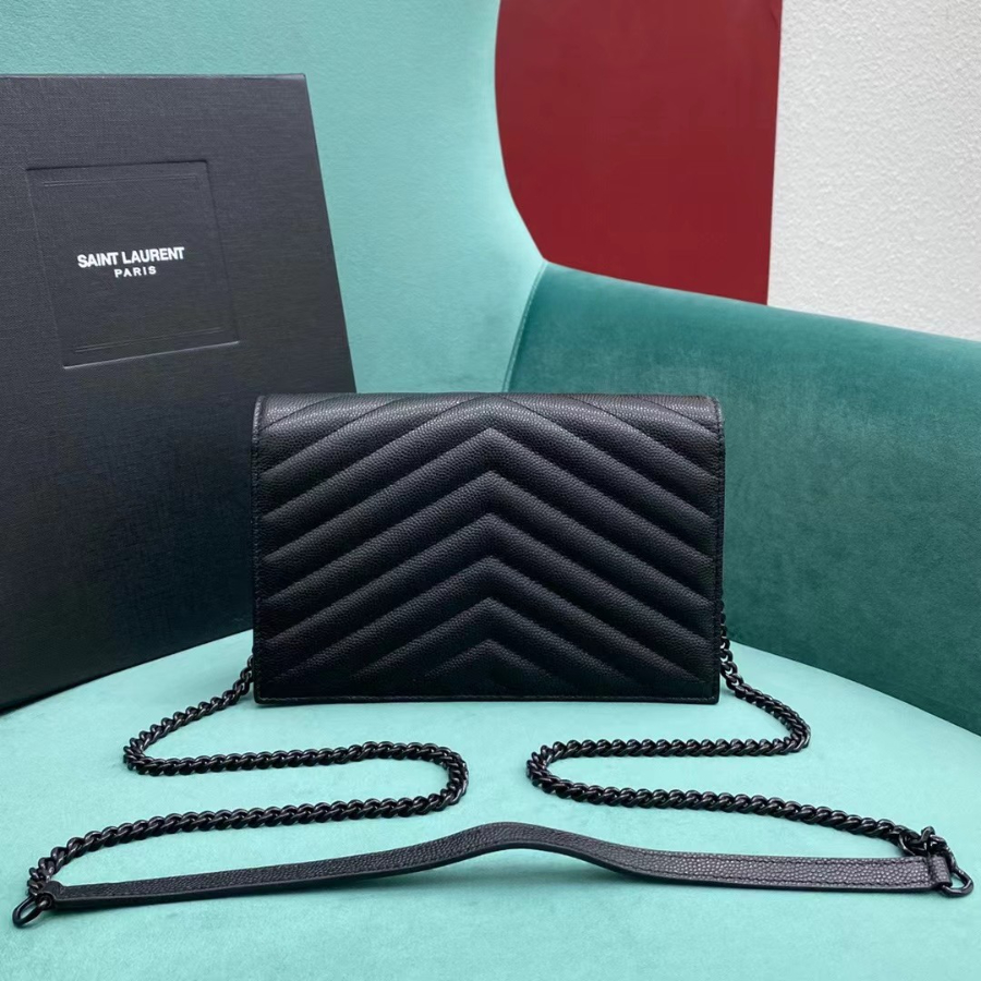 생로랑 마틀라세 모노그램 체인 숄더백 지갑 393953 19411cm 스몰 검정 로고2.jpg