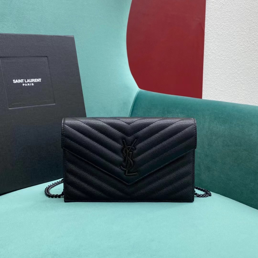 생로랑 마틀라세 모노그램 체인 숄더백 지갑 393953 19411cm 스몰 검정 로고1.jpg