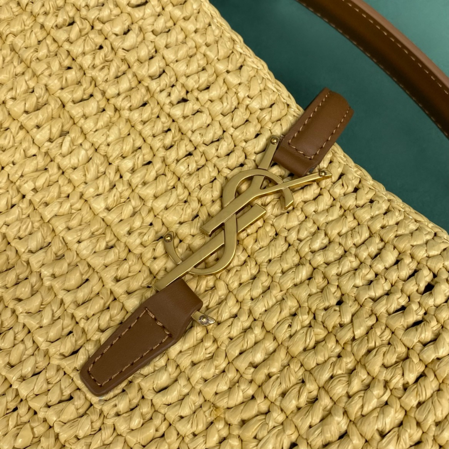 생로랑 우븐 라피아 및 베지터블 태닝 가죽 소재의 LE 37 773991 201625cm 다크 누드5.jpg