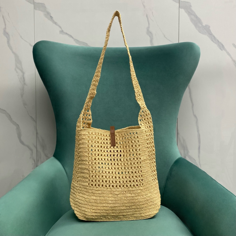 생로랑 크로쉐와 스무스 가죽 소재의 라피아 호보백 690941 371430cm 다크 누드2.jpg