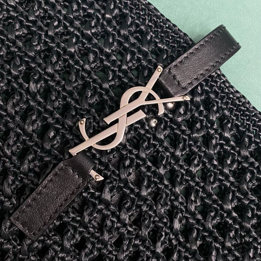 생로랑 크로쉐와 스무스 가죽 소재의 라피아 호보백 690941 371430cm 블랙5.jpg