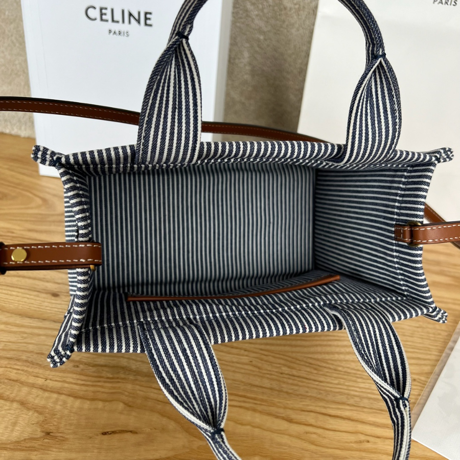 셀린느 스몰 카바스 타이스 스트라이프 텍스타일 네이비 블루 2518.513cm4.jpg