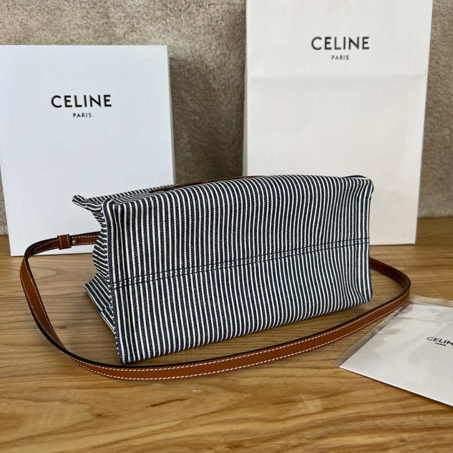 셀린느 스몰 카바스 타이스 스트라이프 텍스타일 네이비 블루 2518.513cm5.jpg