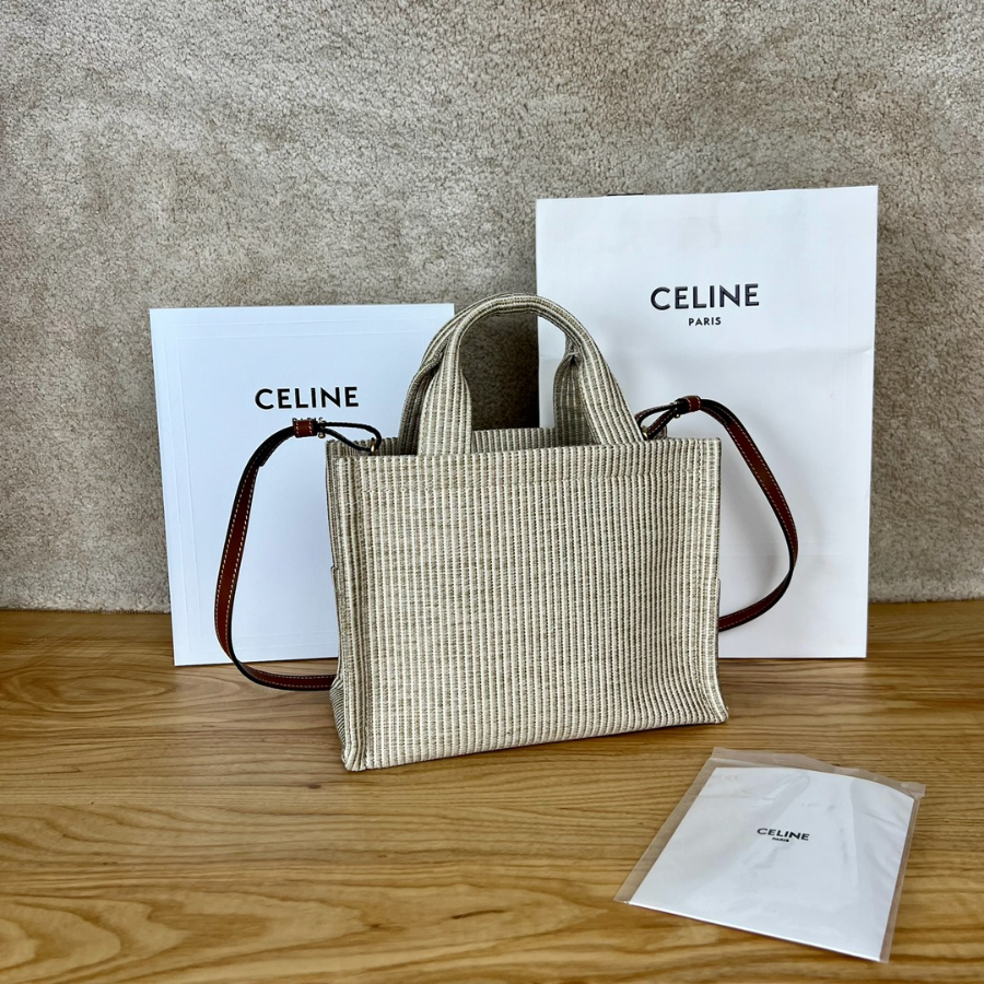 셀린느 스몰 카바스 타이스 스트라이프 텍스타일 베이지 2518.513cm2.jpg