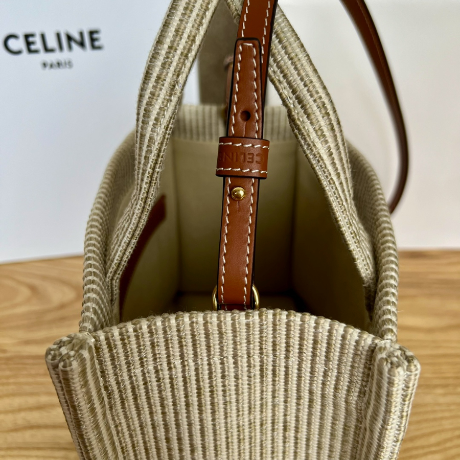셀린느 스몰 카바스 타이스 스트라이프 텍스타일 베이지 2518.513cm5.jpg