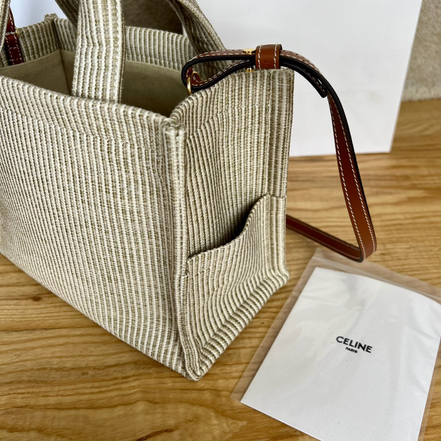 셀린느 스몰 카바스 타이스 스트라이프 텍스타일 베이지 2518.513cm6.jpg