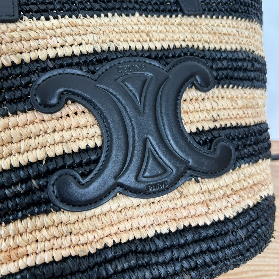 셀린느 스트라이프 쿠핀 셀린느 클래식 파니에 라피아 백 21.52213cm 블랙6.jpg