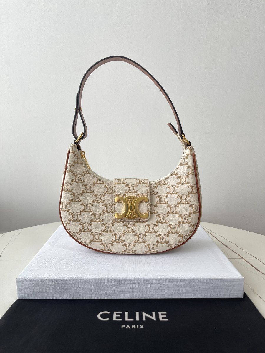 셀린느 아바 트리옹프 백 트리옹프 캔버스 카프스킨 탄 화이트 2313.56cm03.jpg