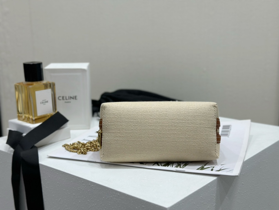 셀린느 텍스타일 카프스킨 클러치 온 체인 레더 트리옹프 내츄럴 탄 10E382 16118cm06.jpg