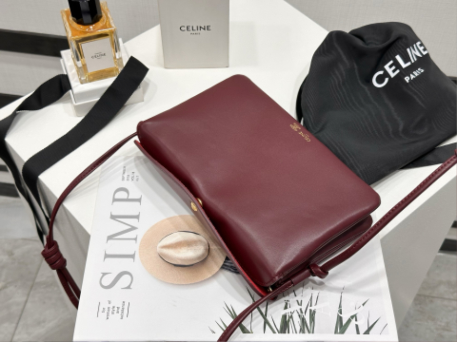 셀린느 트리오 플랩 부드러운 램스킨 10P862 22144cm 와인09.jpg