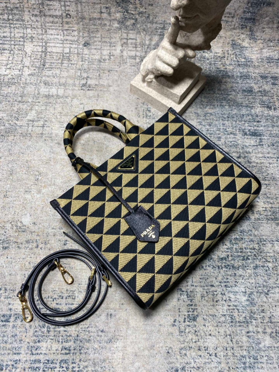 프라다 심볼자카드패브릭스몰토트백 옐로우블랙4.jpg