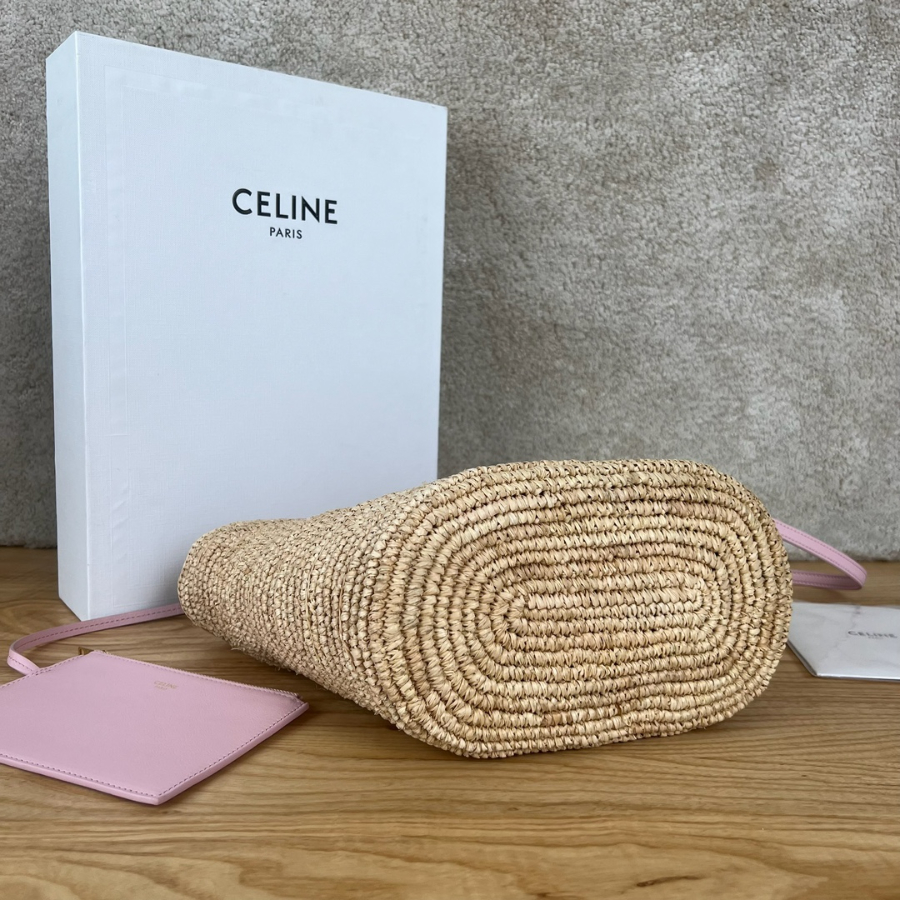 셀린느 틴 서플 클래식 파니에 라피아 21.52213cm 핑크 로고4.jpg