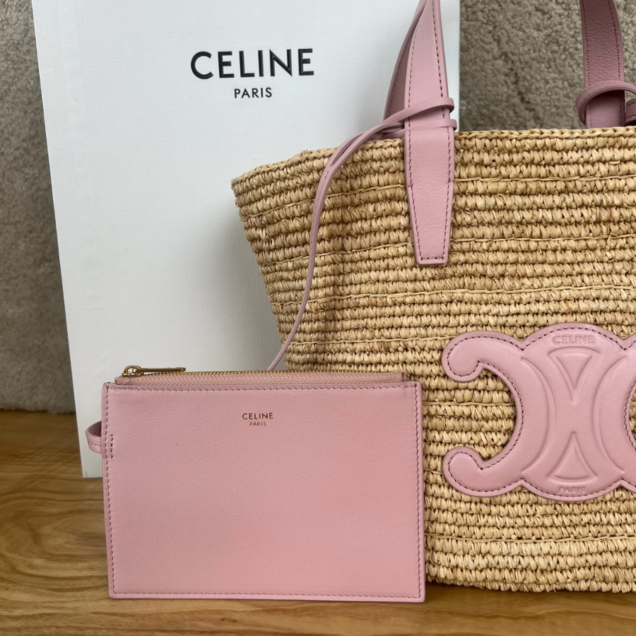 셀린느 틴 서플 클래식 파니에 라피아 21.52213cm 핑크 로고7.jpg