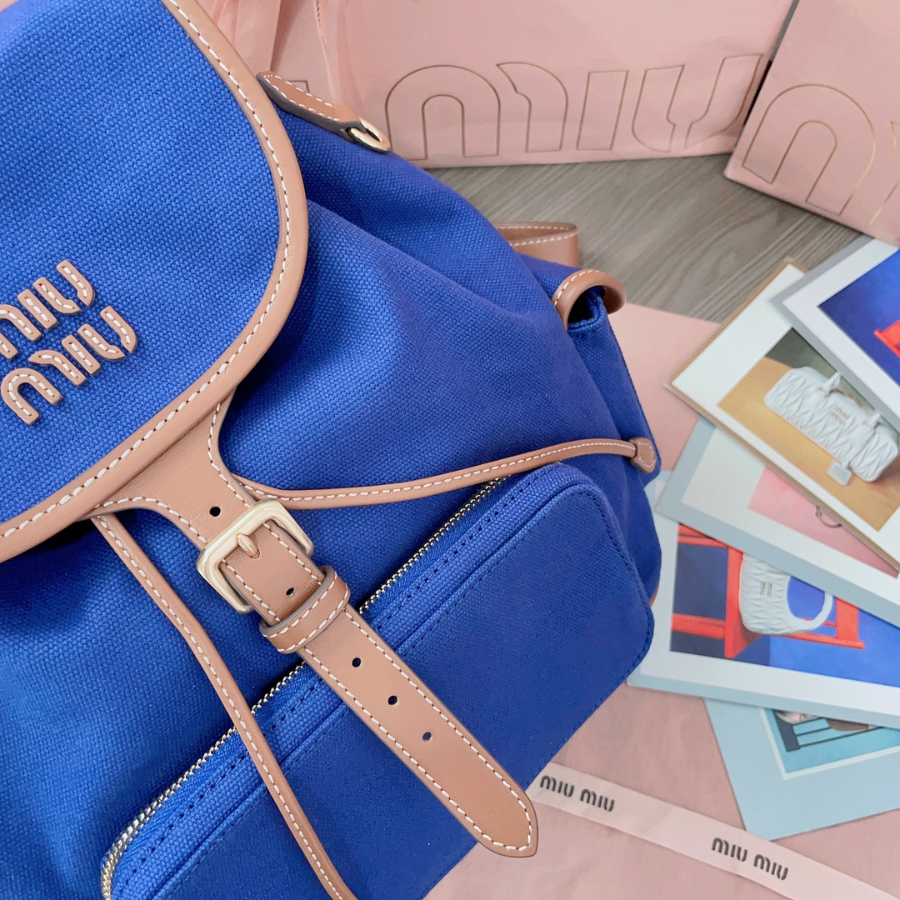 미우미우 캔버스 앤 레더 백팩 콘플라워 블루 브랜디 5BZ042 29.52512.5cm7.jpg
