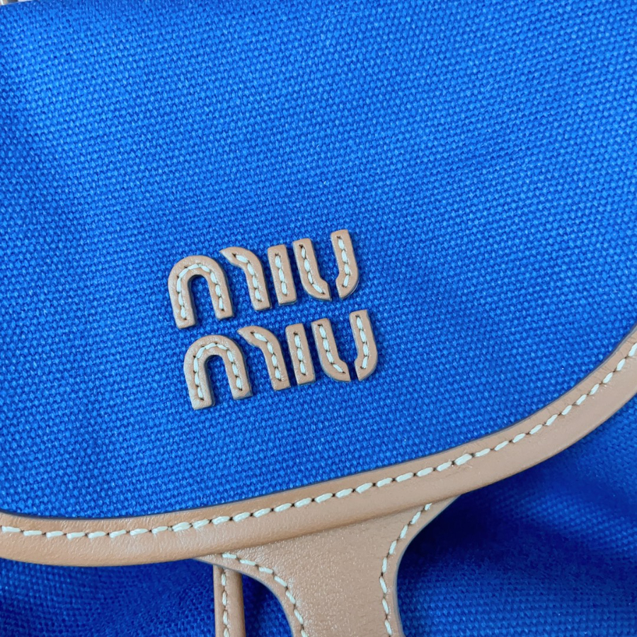 미우미우 캔버스 앤 레더 백팩 콘플라워 블루 브랜디 5BZ042 29.52512.5cm8.jpg