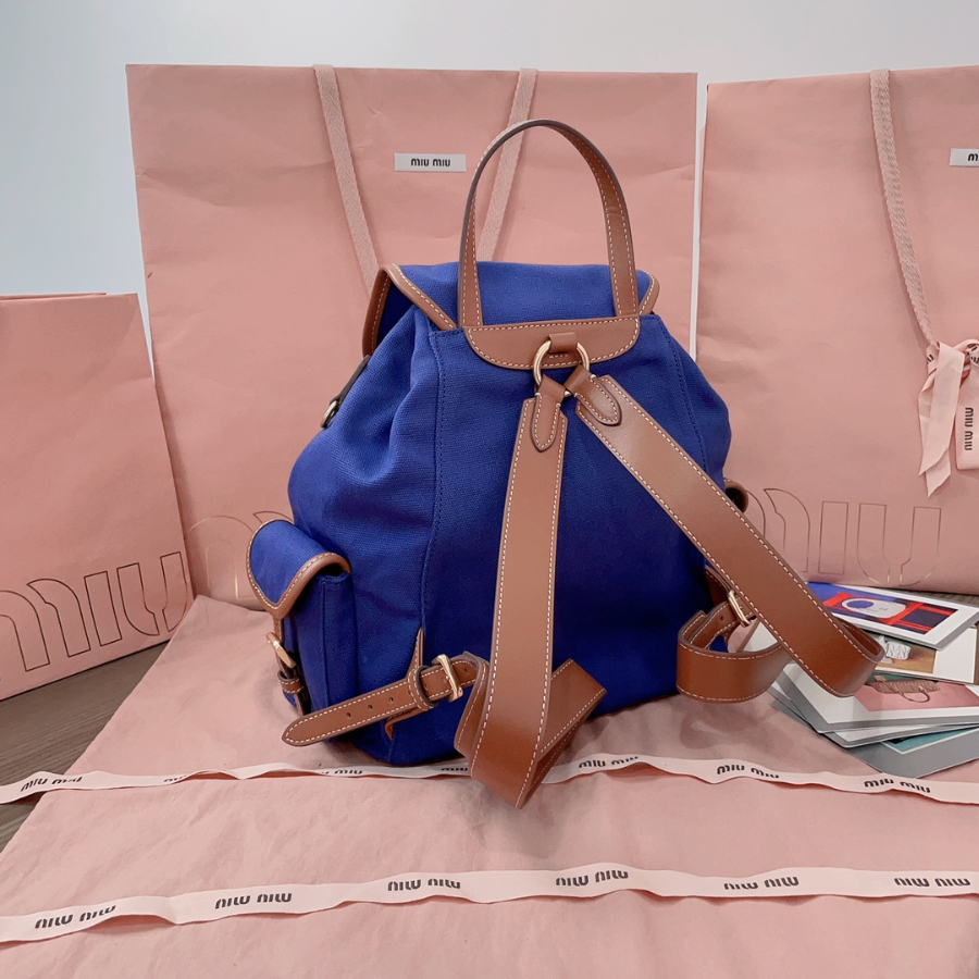 미우미우 캔버스 앤 레더 백팩 콘플라워 블루 브랜디 5BZ042 29.52512.5cm2.jpg