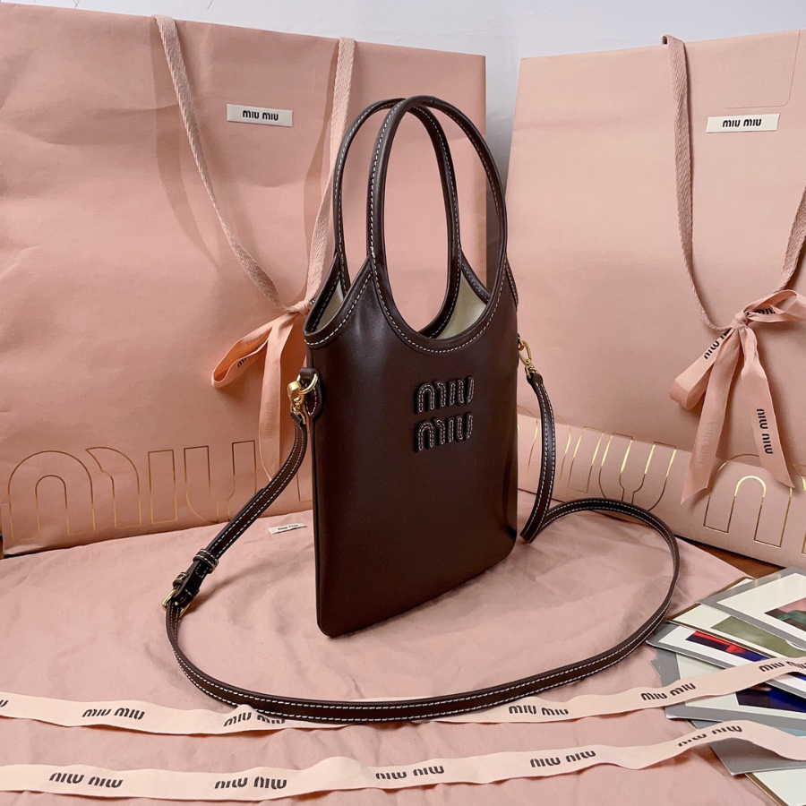 미우미우 아이비 가죽 핸드백 5BA281 2024cm 초콜릿3.jpg